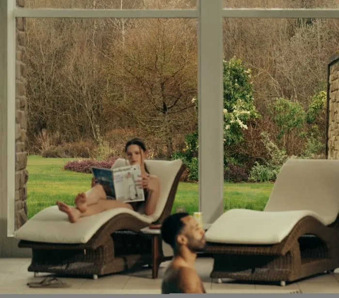 A couple relax in the Spa at The Carrick